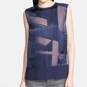 Helmut Lang Hexa Sheer Burnout Top Size Small